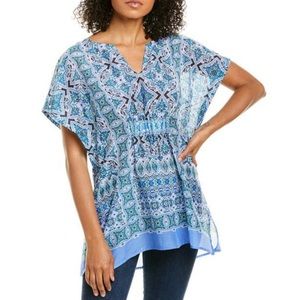 Tommy Bahama Nassau Silk-blend Kaftan Blouse, Island Navy, size M